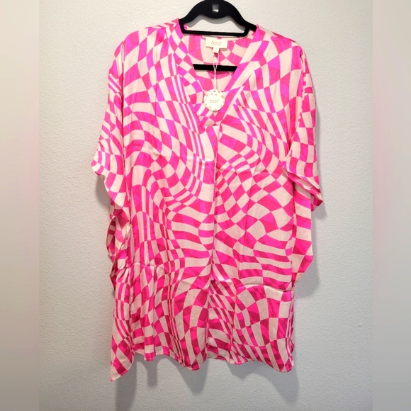 ODDY Dresses & Skirts - Women's Pink Shift Woven Print Dress Small Summer Vacation Beachy‎